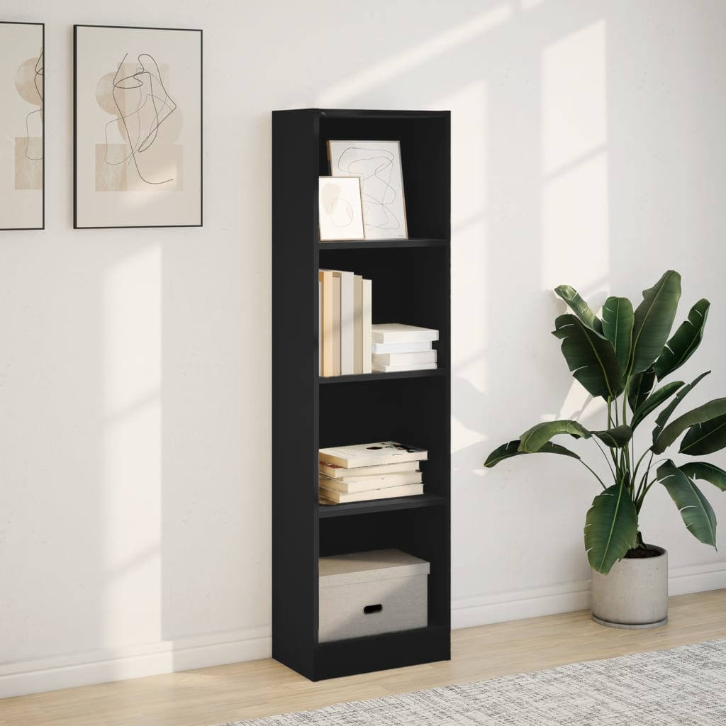 Black engineering wood shelf 40x24x143 cm