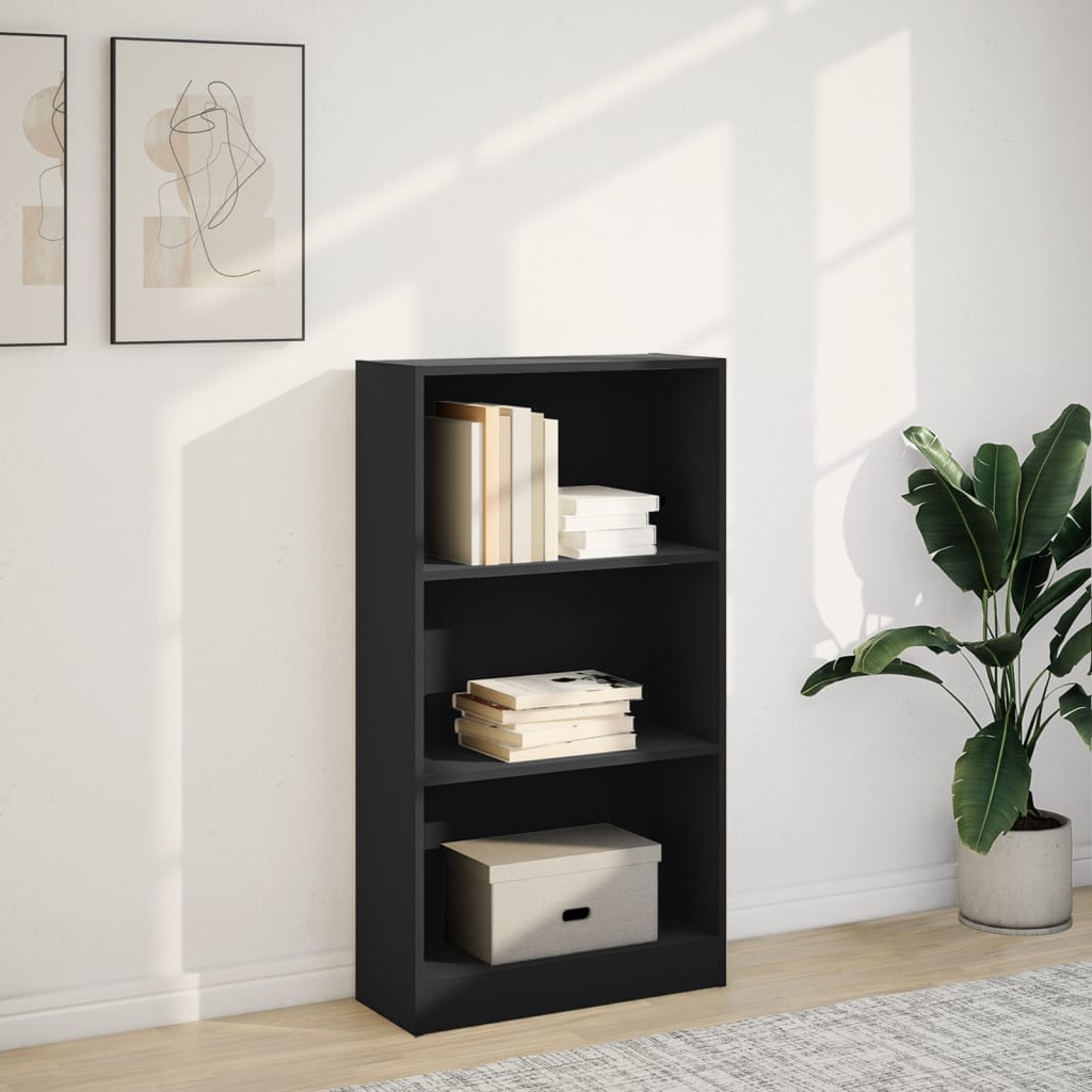 Black engineering wood shelf 60x24x109 cm