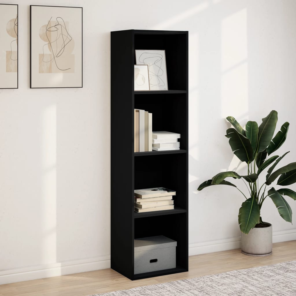 Black engineering wood shelf 40x30x152 cm