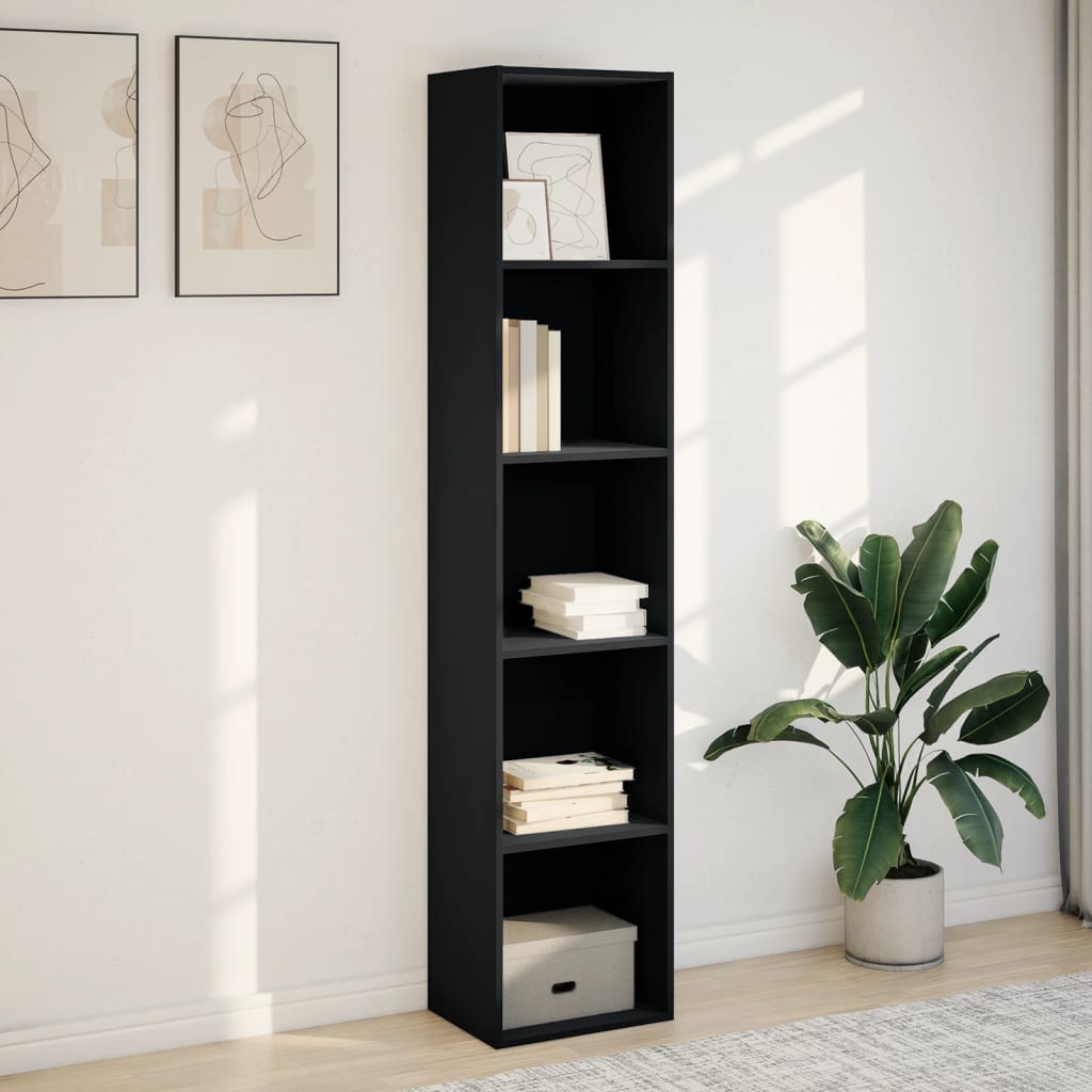 Black engineering wood shelf 40x30x189 cm