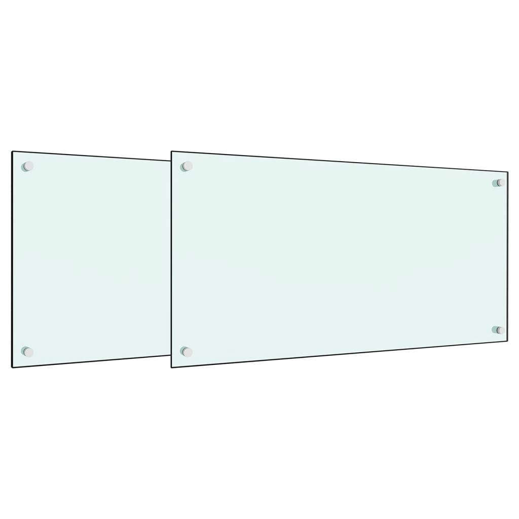 Salpicaderos de cocina 2 uds vidrio templado blanco 80x50 cm