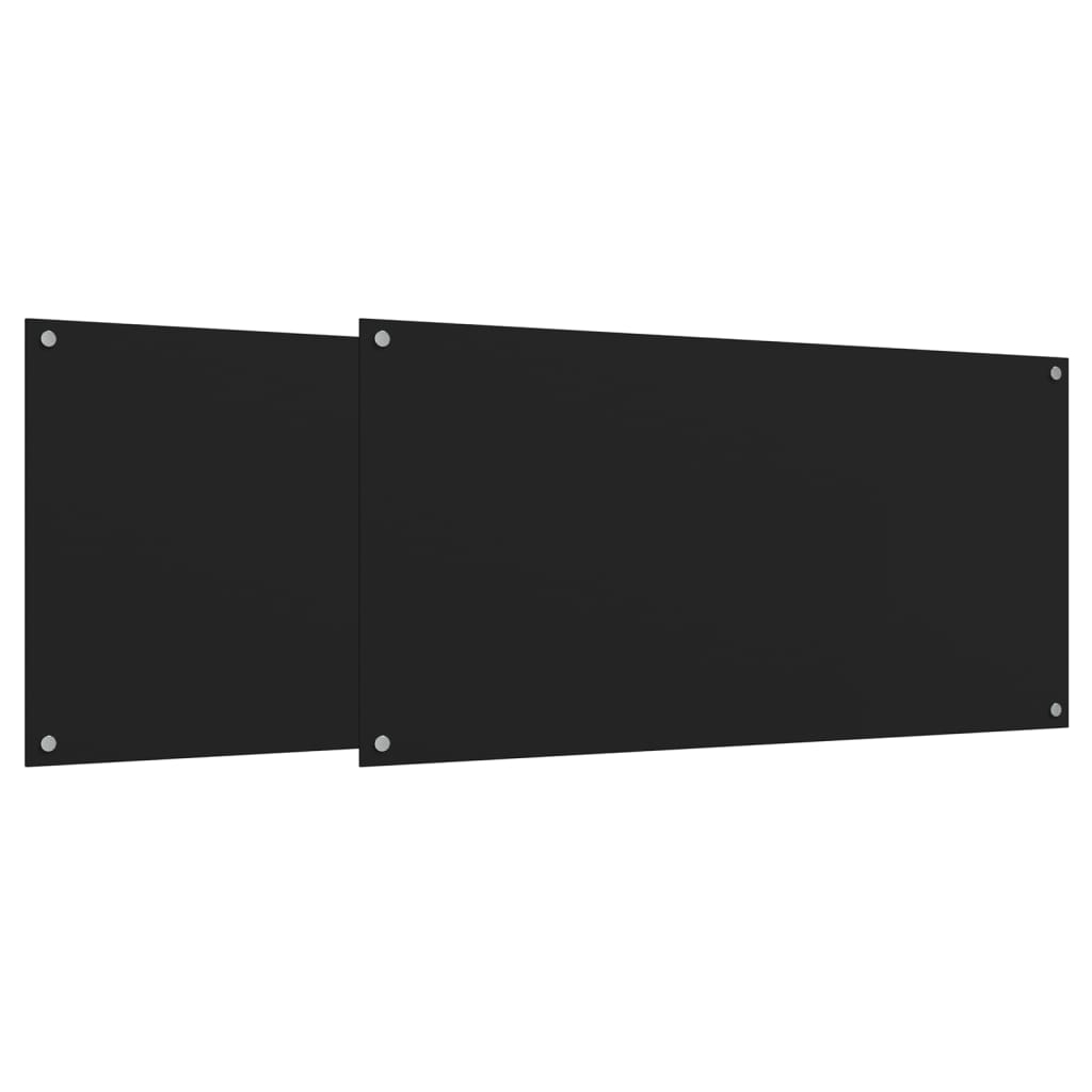 Salpicaderos de cocina 2 uds vidrio templado negro 80x50 cm