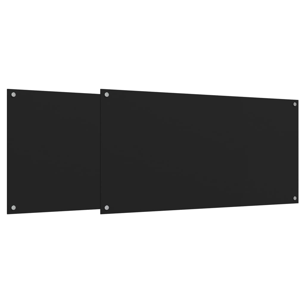 Salpicaderos de cocina 2 uds vidrio templado negro 80x60 cm