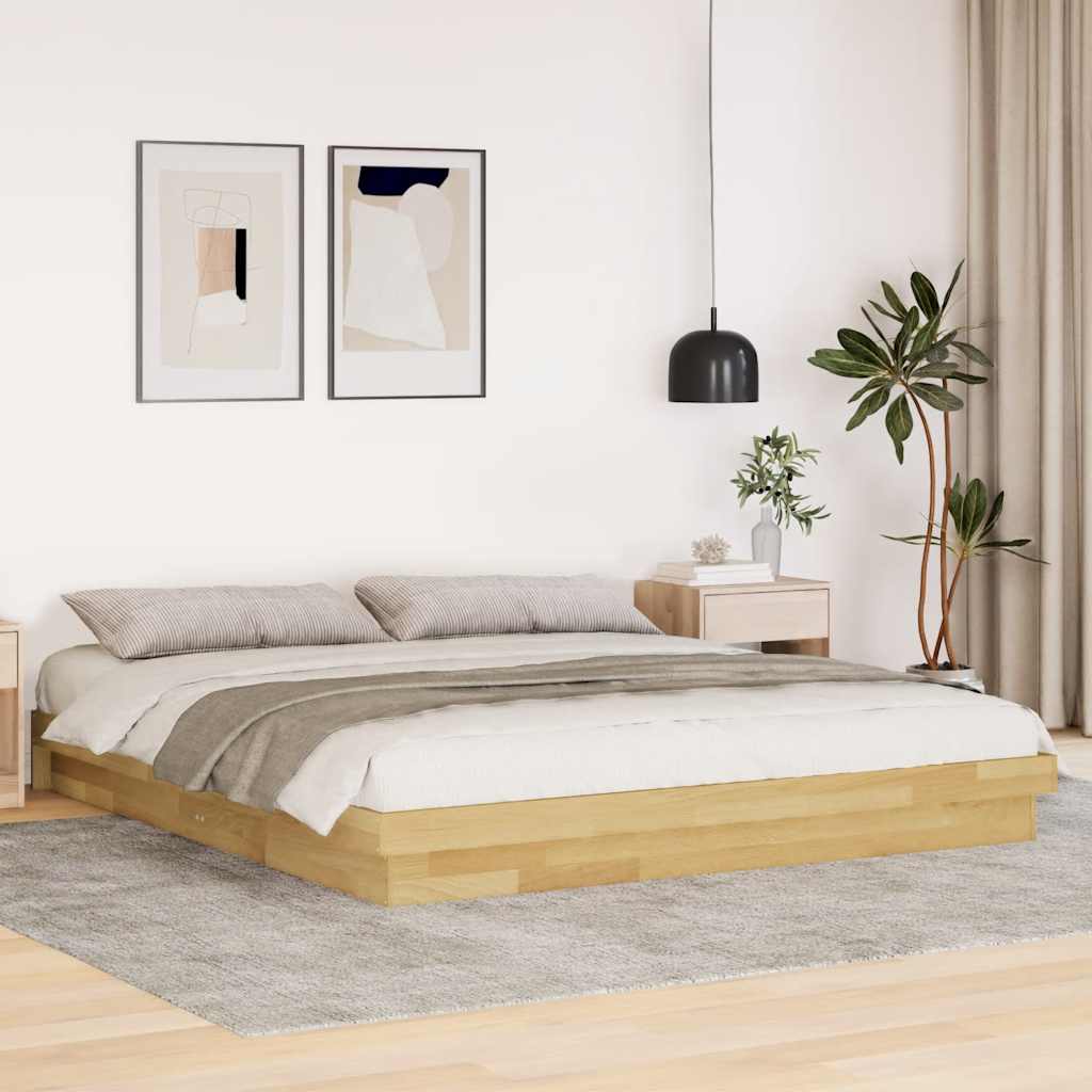 Vetonek Estructura de cama sin colchón 200x200 cm madera maciza roble