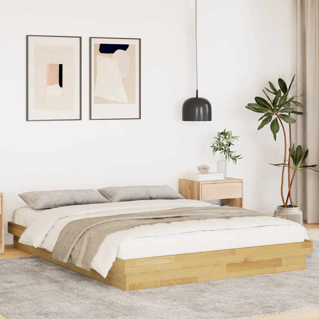 Vetonek Estructura de cama sin colchón 160x200 cm madera maciza roble