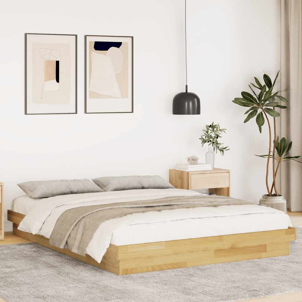 Vetonek Estructura de cama sin colchón 140x200 cm madera maciza roble