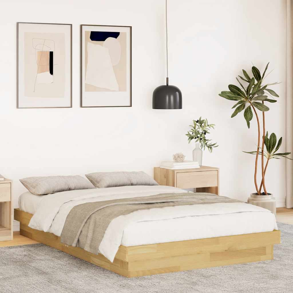 Vetonek Estructura de cama sin colchón 120x190 cm madera maciza roble