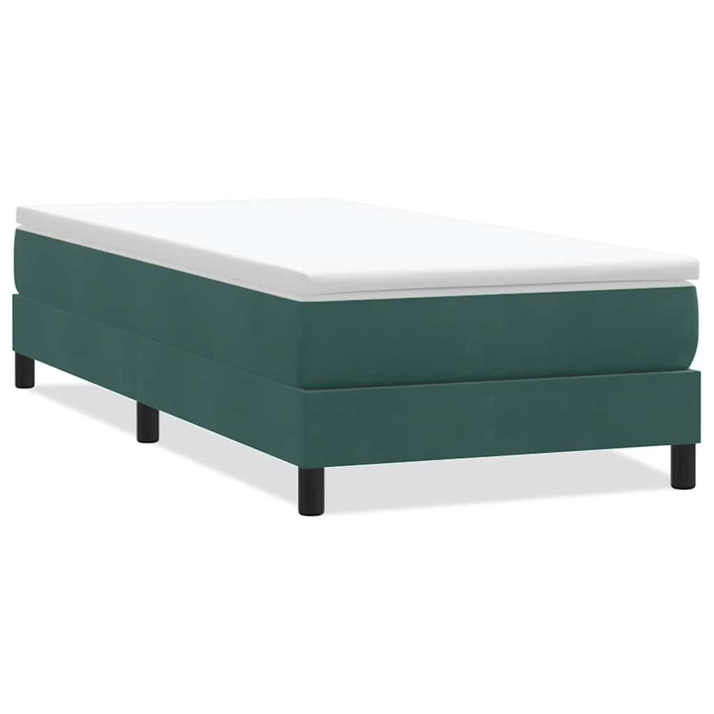 Vetonek Cama box spring sin colchón terciopelo verde oscuro 80x210 cm