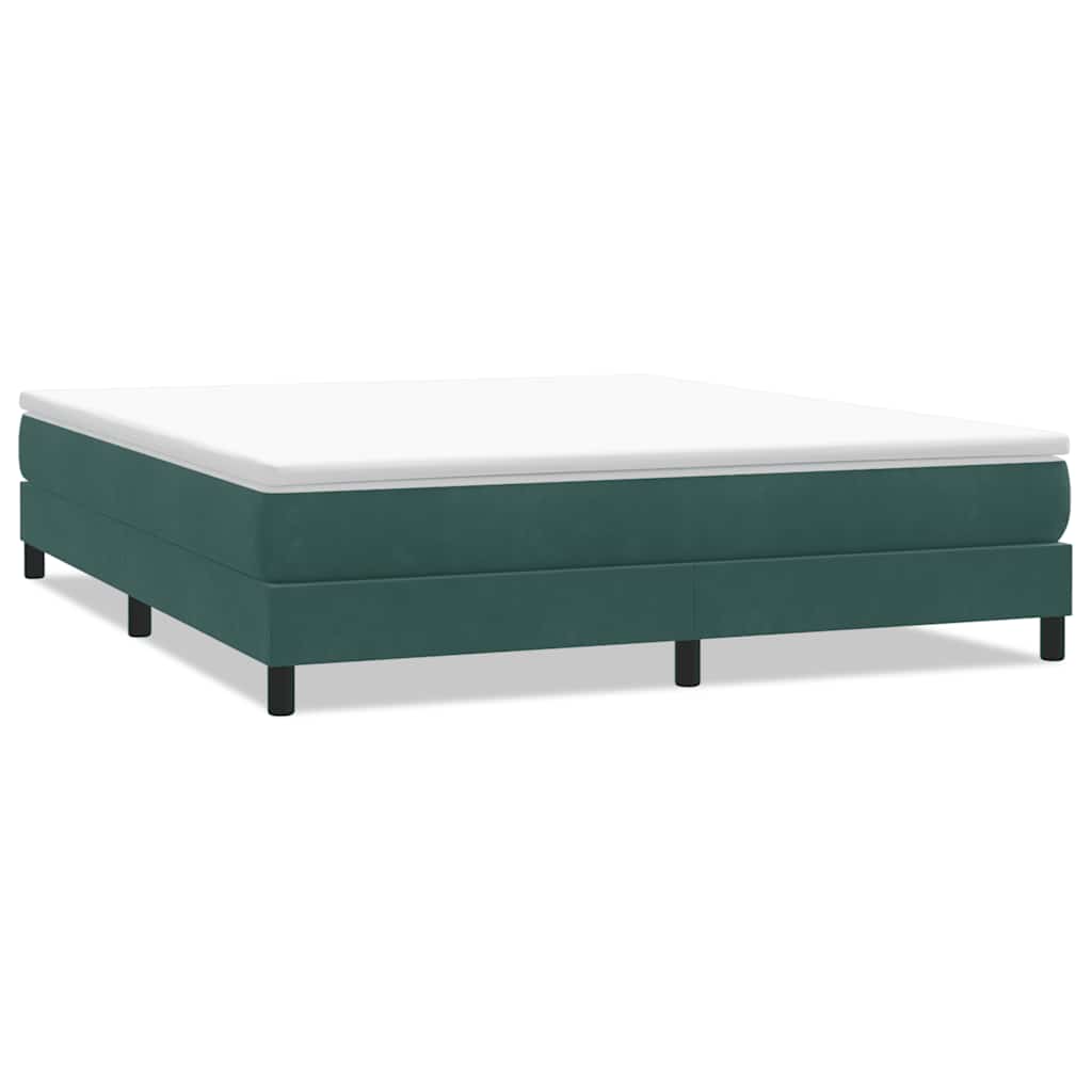 Vetonek Cama box spring sin colchón terciopelo verde oscuro 180x220 cm