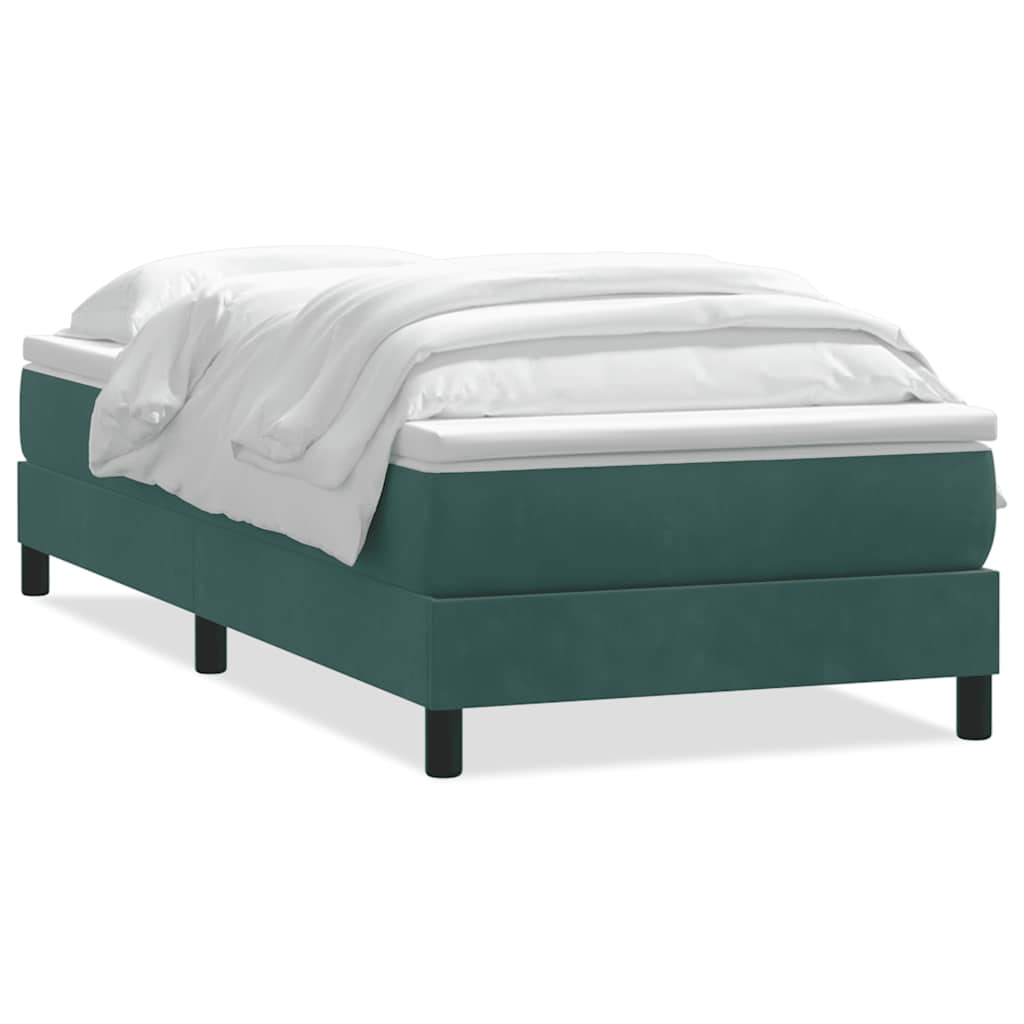 Vetonek Cama box spring con colchón terciopelo verde oscuro 80x210 cm