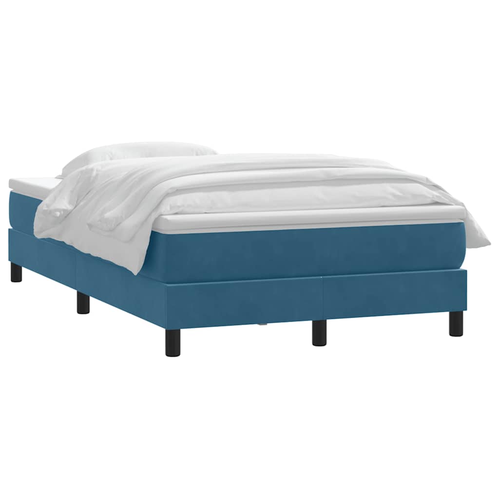 Cama box spring con colchón terciopelo azul oscuro 120x220 cm V1705 Vetonek