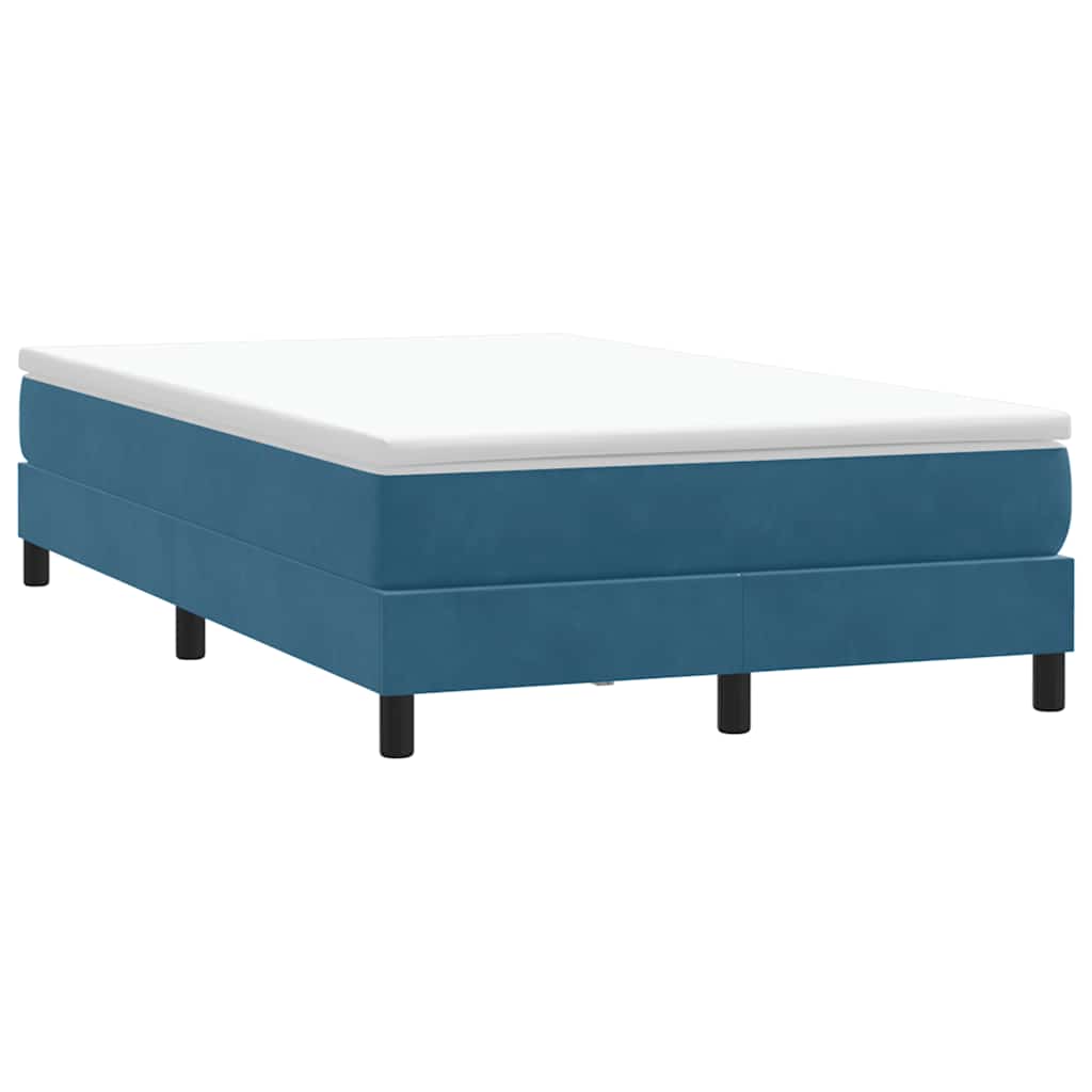 Cama box spring con colchón terciopelo azul oscuro 120x220 cm V1705 Vetonek