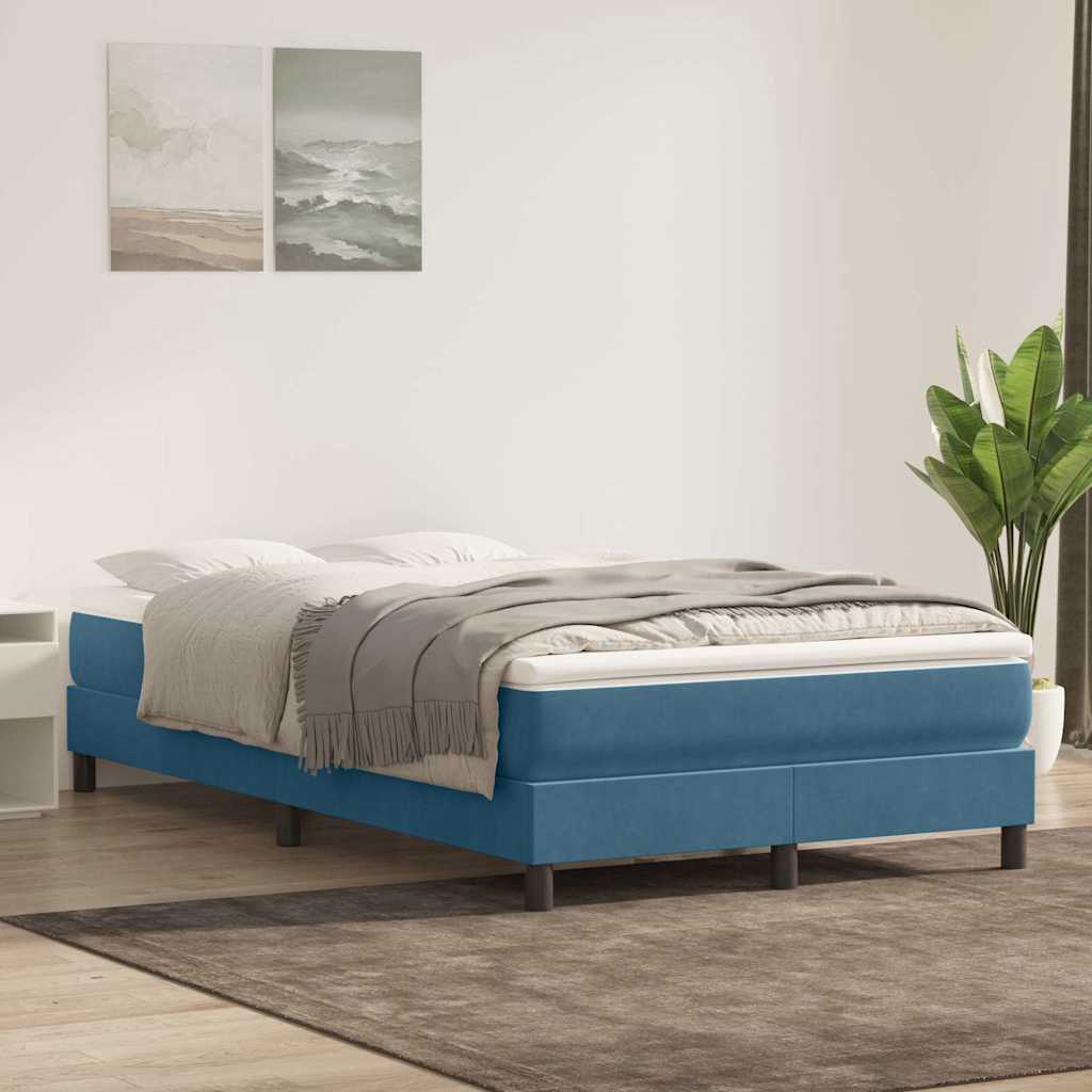Cama box spring con colchón terciopelo azul oscuro 120x220 cm V1705 Vetonek