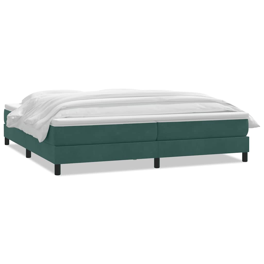 Vetonek Cama box spring con colchón terciopelo verde oscuro 180x220 cm