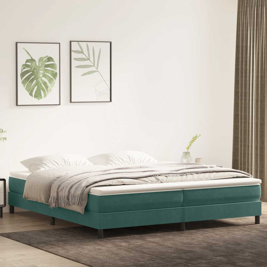 Cama box spring con colchón terciopelo verde oscuro 180x220 cm v1873 Vetonek