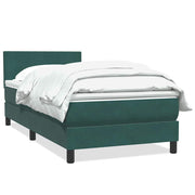 Vetonek Cama box spring con colchón terciopelo verde oscuro 80x210 cm