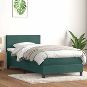 Cama box spring con colchón terciopelo verde oscuro 80x210 cm v1996 Vetonek