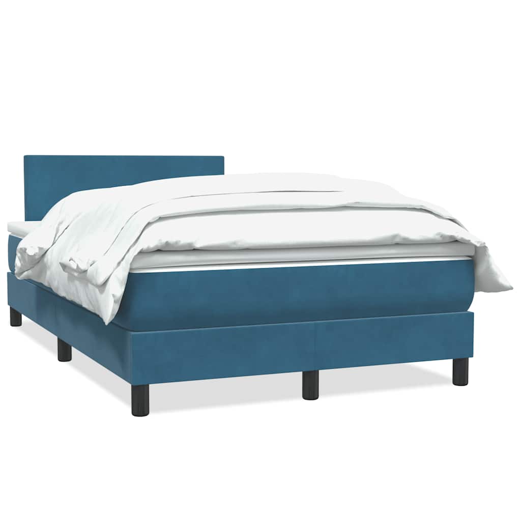 Cama box spring con colchón terciopelo azul oscuro 120x220 cm V2665 Vetonek