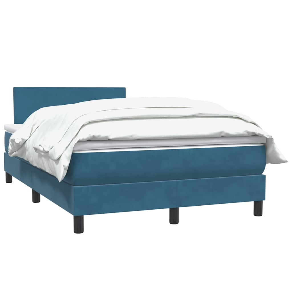 Cama box spring con colchón terciopelo azul oscuro 120x220 cm V2665 Vetonek
