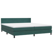Vetonek Cama box spring con colchón terciopelo verde oscuro 180x220 cm