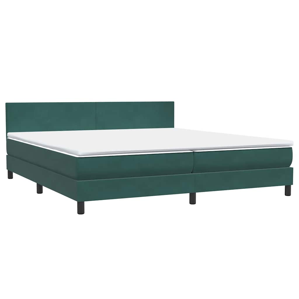 Vetonek Cama box spring con colchón terciopelo verde oscuro 180x220 cm