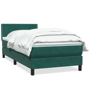 Vetonek Cama box spring con colchón terciopelo verde oscuro 80x210 cm