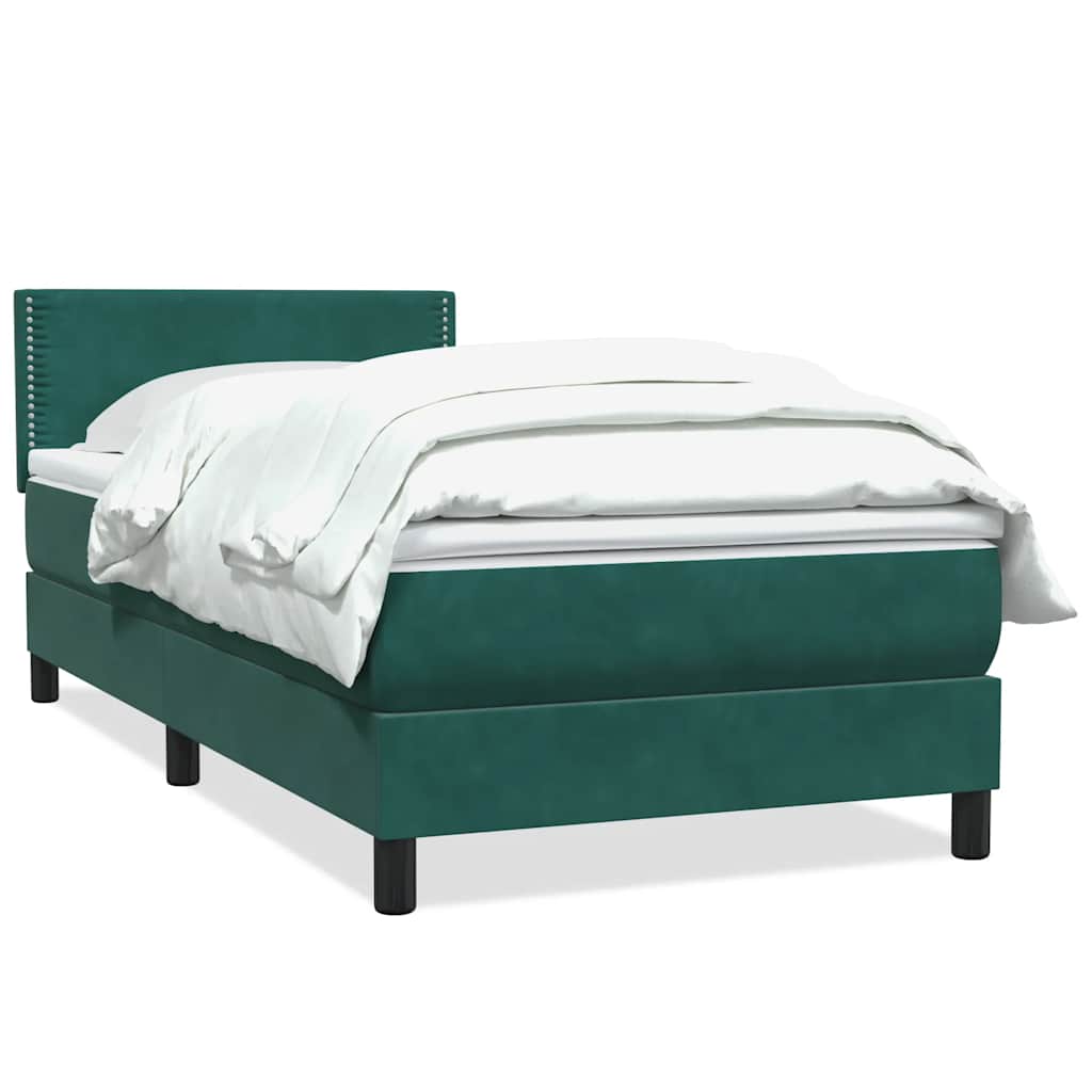 Vetonek Cama box spring con colchón terciopelo verde oscuro 80x210 cm
