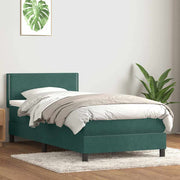 Cama box spring con colchón terciopelo verde oscuro 80x210 cm v2955 Vetonek