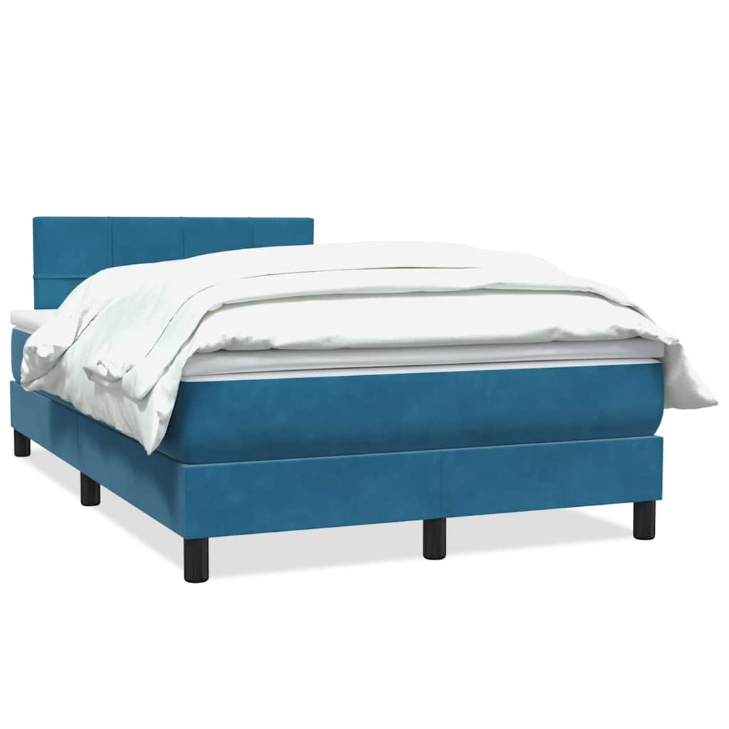 Cama box spring con colchón terciopelo azul oscuro 120x220 cm V4584 Vetonek