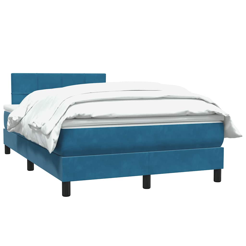 Cama box spring con colchón terciopelo azul oscuro 120x220 cm V4584 Vetonek