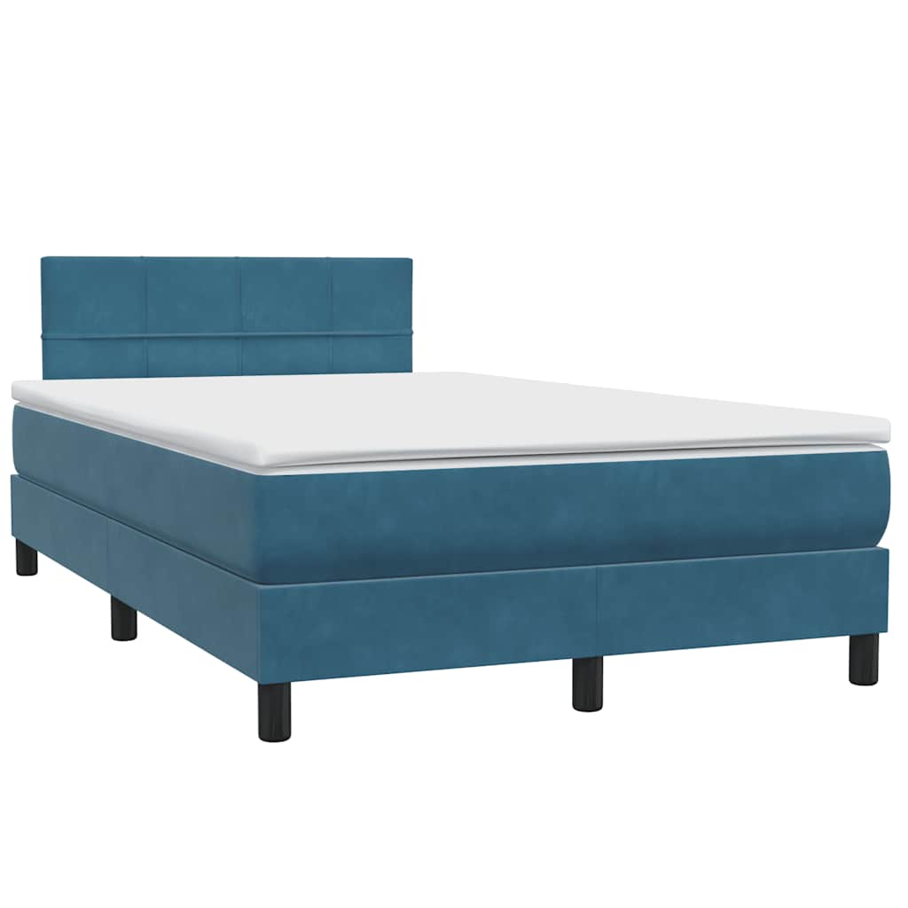 Cama box spring con colchón terciopelo azul oscuro 120x220 cm V4584 Vetonek