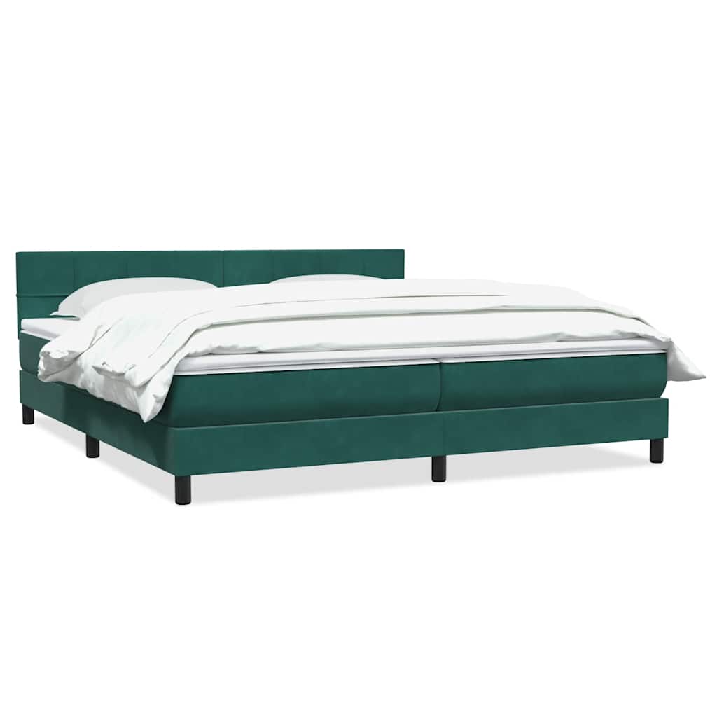 Vetonek Cama box spring con colchón terciopelo verde oscuro 180x220 cm