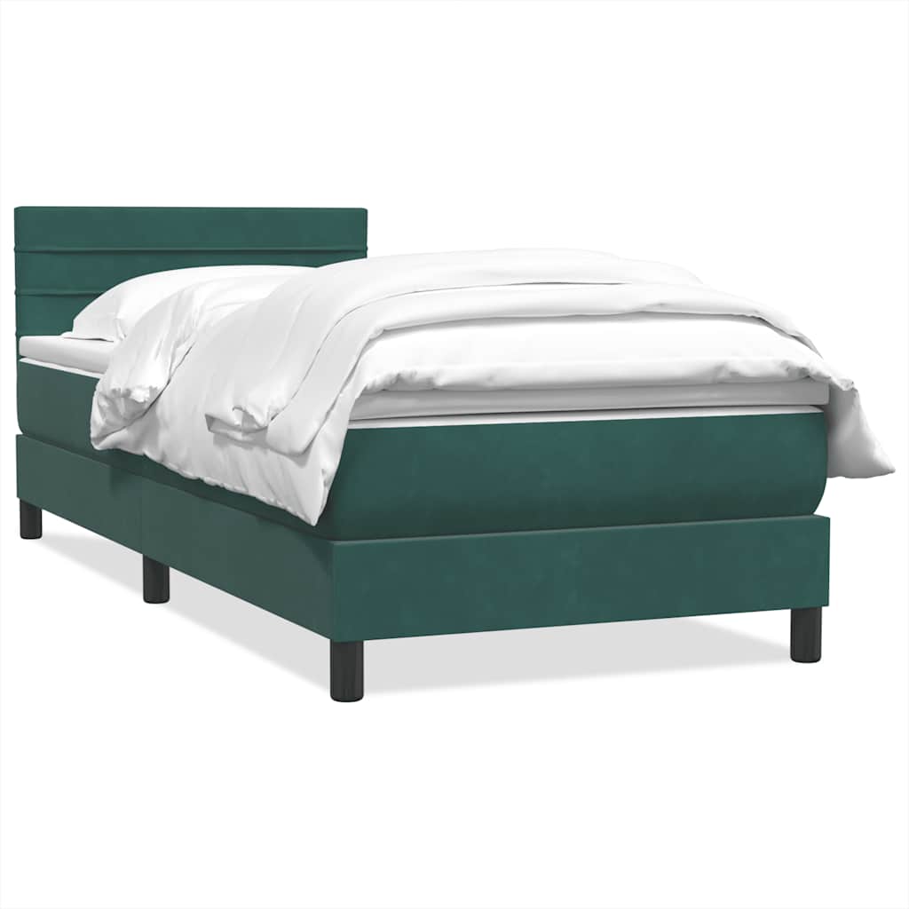 Vetonek Cama box spring con colchón terciopelo verde oscuro 80x210 cm