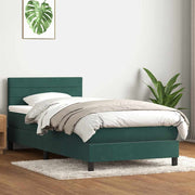 Cama box spring con colchón terciopelo verde oscuro 80x210 cm v4874 Vetonek