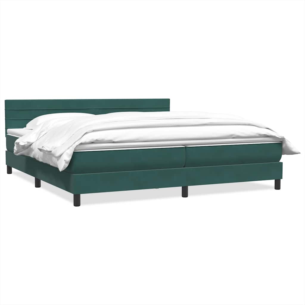 Vetonek Cama box spring con colchón terciopelo verde oscuro 180x220 cm