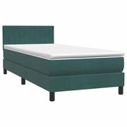 Vetonek Cama box spring con colchón terciopelo verde oscuro 80x210 cm