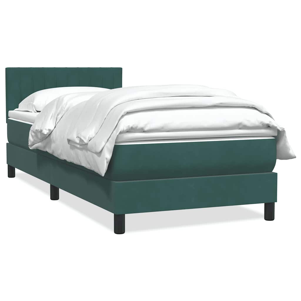 Cama box spring con colchón terciopelo verde oscuro 80x210 cm v5833 Vetonek