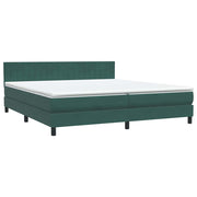 Vetonek Cama box spring con colchón terciopelo verde oscuro 180x220 cm