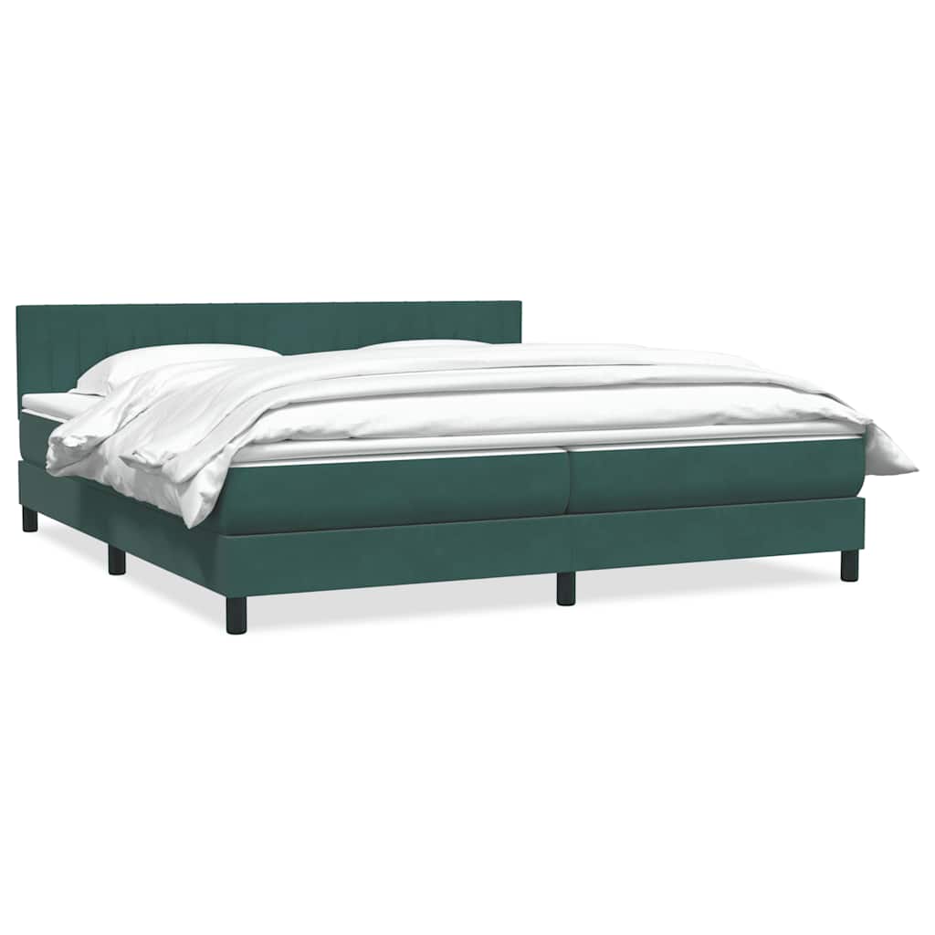 Cama box spring con colchón terciopelo verde oscuro 180x220 cm v6670 Vetonek