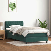 Cama box spring con colchón terciopelo verde oscuro 80x210 cm v6793 Vetonek
