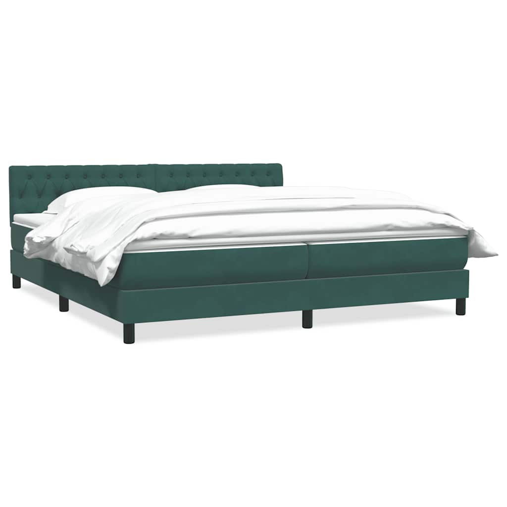 Vetonek Cama box spring con colchón terciopelo verde oscuro 180x220 cm