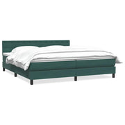Vetonek Cama box spring con colchón terciopelo verde oscuro 180x220 cm