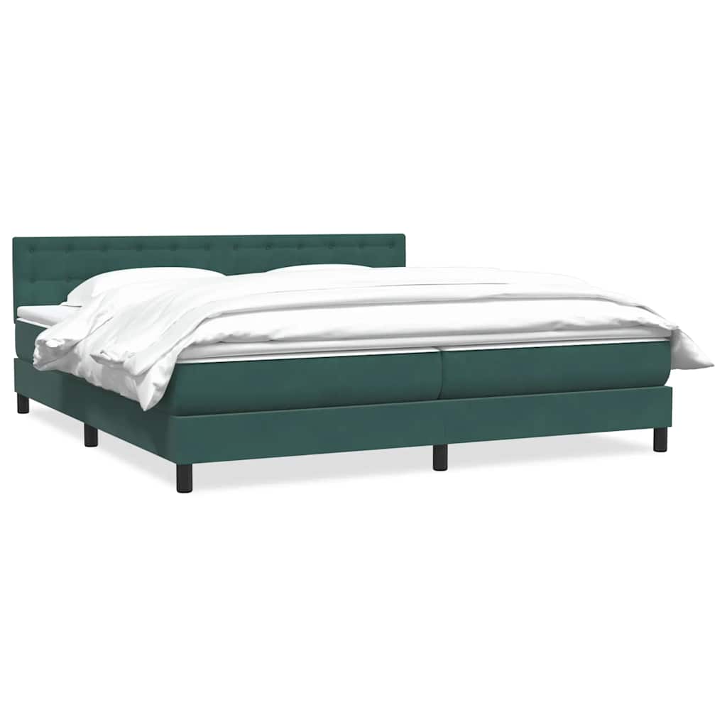 Vetonek Cama box spring con colchón terciopelo verde oscuro 180x220 cm