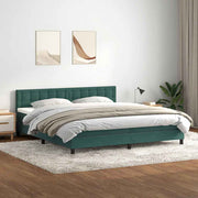 Cama box spring con colchón terciopelo verde oscuro 180x220 cm v8599 Vetonek