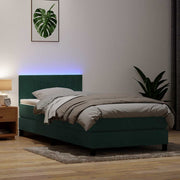 Cama box spring con colchón terciopelo verde oscuro 80x210 cm v2558 Vetonek