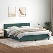 Cama box spring con colchón terciopelo verde oscuro 180x220 cm v3395 Vetonek