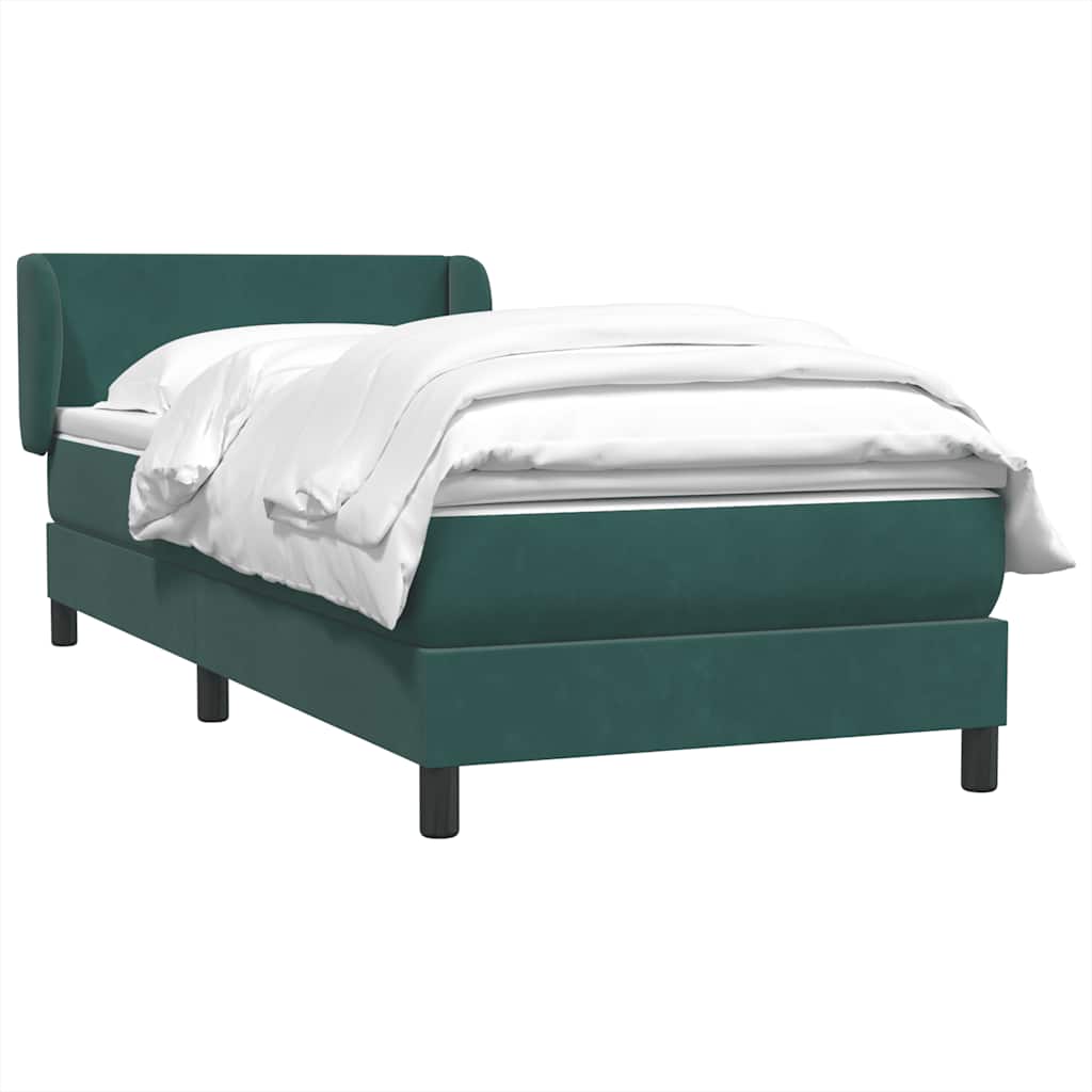 Cama box spring con colchón terciopelo verde oscuro 80x220 cm V5856 Vetonek