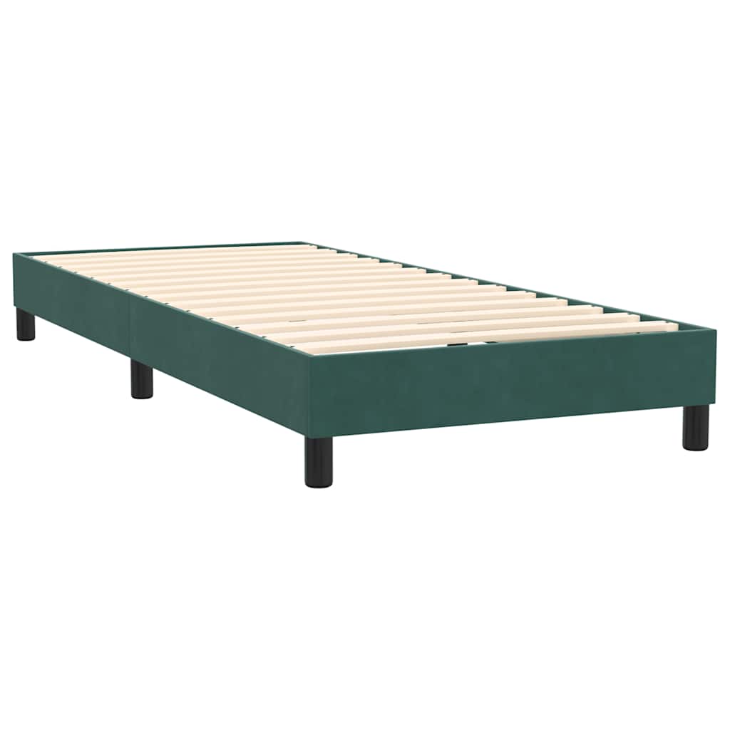 Cama box spring con colchón terciopelo verde oscuro 80x220 cm V5856 Vetonek