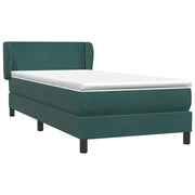 Cama box spring con colchón terciopelo verde oscuro 100x220 cm V5979 Vetonek