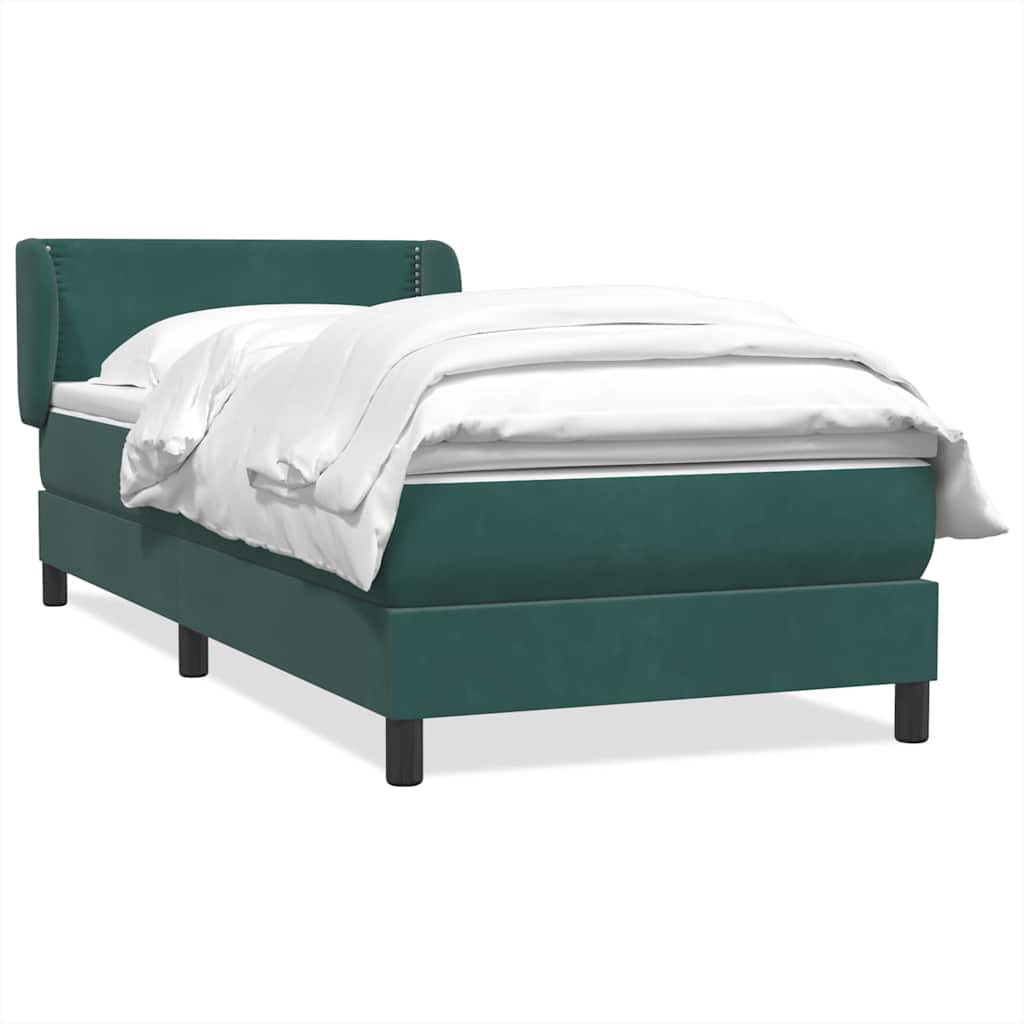 Cama box spring con colchón terciopelo verde oscuro 80x210 cm V6273 Vetonek